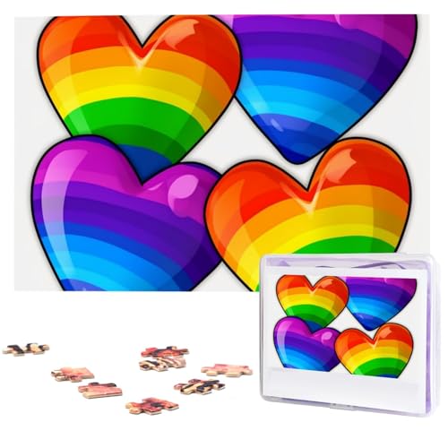 Regenbogenfarbene, Gay-Pride-Herz-Puzzle, 1000 Teile, Puzzle von Fotos, herausforderndes Puzzle für Erwachsene, personalisiertes Holzpuzzle, Geschenke für Familie, Hochzeit, Geburtstag, 74,9 x 50 cm Regenbogenfarbene, Gay-Pride-Herz-Puzzle, 1000 Teile, Puzzle von Fotos, herausforderndes Puzzle für Erwachsene, personalisiertes Holzpuzzle, Geschenke für Familie, Hochzeit, Geburtstag, 74,9 x 50 cm von FHEDVBN