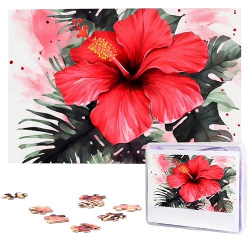 Rote Hibiskus-Puzzles 1000 Teile, Puzzle aus Fotos, herausforderndes Puzzle für Erwachsene, personalisierte Holzpuzzle-Geschenke für Familie, Hochzeit, Geburtstag, 74,9 x 50 cm Rote Hibiskus-Puzzles 1000 Teile, Puzzle aus Fotos, herausforderndes Puzzle für Erwachsene, personalisierte Holzpuzzle-Geschenke für Familie, Hochzeit, Geburtstag, 74,9 x 50 cm von FHEDVBN