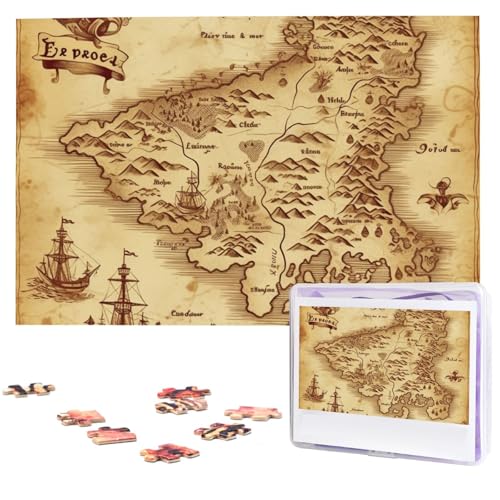 Schatzkarte Vintage Puzzles 1000 Teile, Puzzle aus Fotos, herausforderndes Puzzle für Erwachsene, personalisierte Holzpuzzle Geschenke für Familie, Hochzeit Geburtstag, 74,9 x 50 cm Schatzkarte Vintage Puzzles 1000 Teile, Puzzle aus Fotos, herausforderndes Puzzle für Erwachsene, personalisierte Holzpuzzle Geschenke für Familie, Hochzeit Geburtstag, 74,9 x 50 cm von FHEDVBN