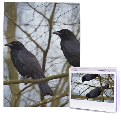 Schwarze Krähenvögel Puzzles 500 Teile, Puzzle aus Fotos, herausforderndes Puzzle für Erwachsene, personalisierte Holzpuzzle-Geschenke für Familie, Hochzeit, Geburtstag, 51,8 x 38,1 cm Schwarze Krähenvögel Puzzles 500 Teile, Puzzle aus Fotos, herausforderndes Puzzle für Erwachsene, personalisierte Holzpuzzle-Geschenke für Familie, Hochzeit, Geburtstag, 51,8 x 38,1 cm von FHEDVBN