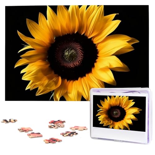 Sonnenblume auf schwarzem Hintergrund Puzzles 1000 Teile, Puzzle aus Fotos, herausforderndes Puzzle für Erwachsene, personalisierte Holzpuzzle-Geschenke für Familie, Hochzeit, Geburtstag, 74,9 x 50 cm Sonnenblume auf schwarzem Hintergrund Puzzles 1000 Teile, Puzzle aus Fotos, herausforderndes Puzzle für Erwachsene, personalisierte Holzpuzzle-Geschenke für Familie, Hochzeit, Geburtstag, 74,9 x 50 cm von FHEDVBN