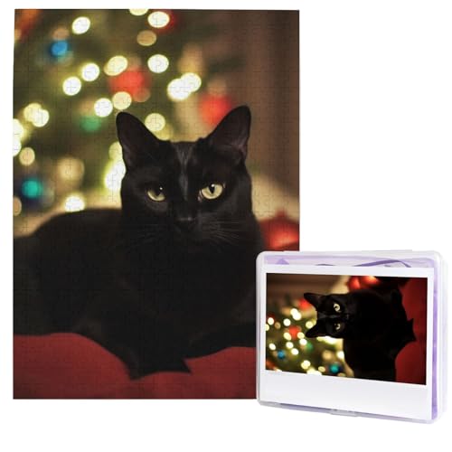 Weihnachten Schwarze Katze Puzzles 500 Teile, Puzzle aus Fotos, herausforderndes Puzzle für Erwachsene, personalisierte Holzpuzzle Geschenke für Familie, Hochzeit Geburtstag, 51,8 x 38,1 cm Weihnachten Schwarze Katze Puzzles 500 Teile, Puzzle aus Fotos, herausforderndes Puzzle für Erwachsene, personalisierte Holzpuzzle Geschenke für Familie, Hochzeit Geburtstag, 51,8 x 38,1 cm von FHEDVBN