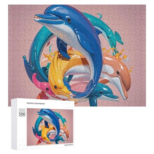 Abstraktes Tier-Delfin-Puzzle für Erwachsene, Holzpuzzle für Muttertag, Premium-Puzzle mit einzigartigem Kunst-Design, herausforderndes Gehirn-Teaser, Geburtstagsgeschenk für alle Altersgruppen, 500 Abstraktes Tier-Delfin-Puzzle für Erwachsene, Holzpuzzle für Muttertag, Premium-Puzzle mit einzigartigem Kunst-Design, herausforderndes Gehirn-Teaser, Geburtstagsgeschenk für alle Altersgruppen, 500 von FHESDCW