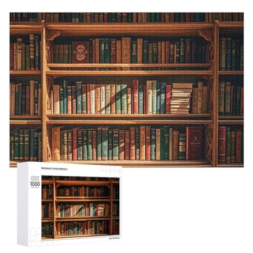 Altes Bücherregal-Puzzle für Erwachsene, Holzpuzzle für Muttertag, Premium-Puzzle mit einzigartigem Kunst-Design, herausforderndes Gehirn-Teaser, Geburtstagsgeschenk für alle Altersgruppen, 1000 Teile von FHESDCW