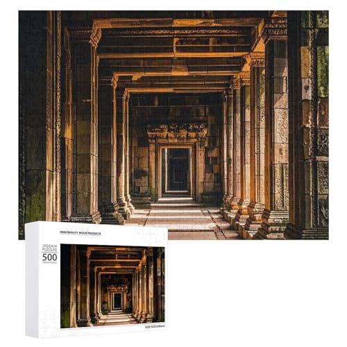 Angkor Thom Puzzle für Erwachsene, Holzpuzzle für Muttertag, Premium-Puzzle mit einzigartigem Kunstdesign, herausforderndes Gehirnaufgabe, Geburtstagsgeschenk für alle Altersgruppen, 500 Teile von FHESDCW
