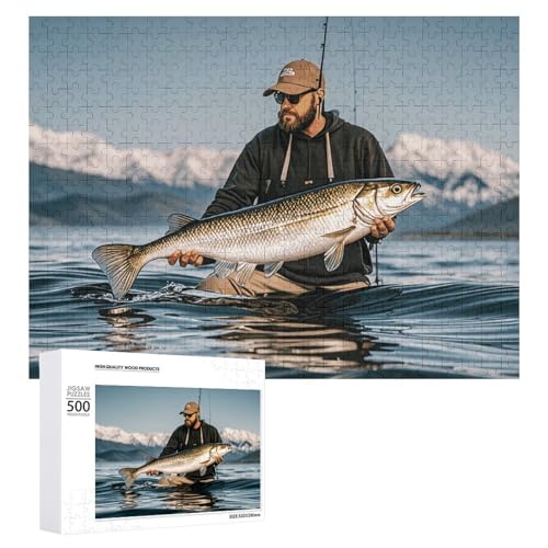 Bass Fishing Wave Puzzle für Erwachsene, Holzpuzzle für Muttertag, Premium-Puzzle mit einzigartigem Kunst-Design, herausforderndes Gehirn-Teaser, Geburtstagsgeschenk für alle Altersgruppen, 500 Teile Bass Fishing Wave Puzzle für Erwachsene, Holzpuzzle für Muttertag, Premium-Puzzle mit einzigartigem Kunst-Design, herausforderndes Gehirn-Teaser, Geburtstagsgeschenk für alle Altersgruppen, 500 Teile von FHESDCW
