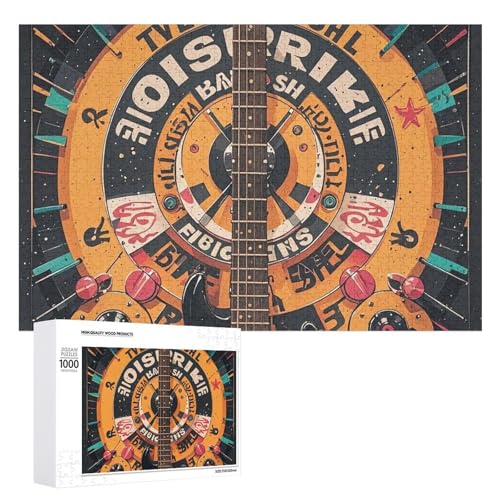 Bassgitarre Puzzle für Erwachsene, Holzpuzzle für Muttertag, Premium-Puzzle mit einzigartigem Kunst-Design, herausforderndes Gehirn-Teaser, Geburtstagsgeschenk für alle Altersgruppen, 1000 Teile Bassgitarre Puzzle für Erwachsene, Holzpuzzle für Muttertag, Premium-Puzzle mit einzigartigem Kunst-Design, herausforderndes Gehirn-Teaser, Geburtstagsgeschenk für alle Altersgruppen, 1000 Teile von FHESDCW