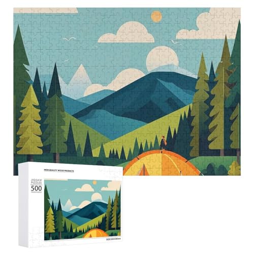 Berg-Camping-Puzzle für Erwachsene, Holzpuzzle für Muttertag, Premium-Puzzle mit einzigartigem Kunst-Design, herausforderndes Gehirn-Teaser, Geburtstagsgeschenk für alle Altersgruppen, 500 Teile Berg-Camping-Puzzle für Erwachsene, Holzpuzzle für Muttertag, Premium-Puzzle mit einzigartigem Kunst-Design, herausforderndes Gehirn-Teaser, Geburtstagsgeschenk für alle Altersgruppen, 500 Teile von FHESDCW