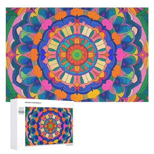 Buntes Mandala-Puzzle für Erwachsene, Holzpuzzle für Muttertag, Premium-Puzzle mit einzigartigem Kunst-Design, herausforderndes Gehirn-Teaser, Geburtstagsgeschenk für alle Altersgruppen, 1000 Teile Buntes Mandala-Puzzle für Erwachsene, Holzpuzzle für Muttertag, Premium-Puzzle mit einzigartigem Kunst-Design, herausforderndes Gehirn-Teaser, Geburtstagsgeschenk für alle Altersgruppen, 1000 Teile von FHESDCW
