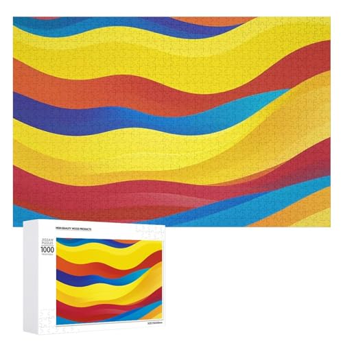 Buntes Wellenpuzzle für Erwachsene, Holzpuzzle für Muttertag, Premium-Puzzle mit einzigartigem Kunst-Design, herausforderndes Gehirn-Teaser, Geburtstagsgeschenk für alle Altersgruppen, 1000 Teile Buntes Wellenpuzzle für Erwachsene, Holzpuzzle für Muttertag, Premium-Puzzle mit einzigartigem Kunst-Design, herausforderndes Gehirn-Teaser, Geburtstagsgeschenk für alle Altersgruppen, 1000 Teile von FHESDCW