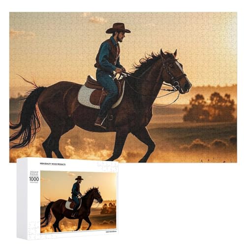 Cowboys Reitpferde-Puzzle für Erwachsene, Holzpuzzle für Muttertag, Premium-Puzzle mit einzigartigem Kunst-Design, herausforderndes Gehirn-Teaser, Geburtstagsgeschenk für alle Altersgruppen, 1000 Cowboys Reitpferde-Puzzle für Erwachsene, Holzpuzzle für Muttertag, Premium-Puzzle mit einzigartigem Kunst-Design, herausforderndes Gehirn-Teaser, Geburtstagsgeschenk für alle Altersgruppen, 1000 von FHESDCW