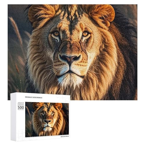 Ein Löwen-Puzzle für Erwachsene, Holzpuzzle für Muttertag, Premium-Puzzle mit einzigartigem Kunst-Design, herausforderndes Gehirn-Teaser, Geburtstagsgeschenk für alle Altersgruppen, 500 Teile von FHESDCW