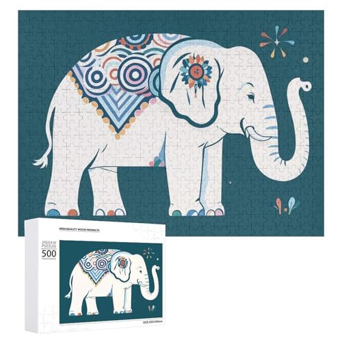 Elefantenmuster-Puzzle für Erwachsene, Holzpuzzle für Muttertag, Premium-Puzzle mit einzigartigem Kunst-Design, herausforderndes Gehirn-Teaser, Geburtstagsgeschenk für alle Altersgruppen, 500 Teile Elefantenmuster-Puzzle für Erwachsene, Holzpuzzle für Muttertag, Premium-Puzzle mit einzigartigem Kunst-Design, herausforderndes Gehirn-Teaser, Geburtstagsgeschenk für alle Altersgruppen, 500 Teile von FHESDCW