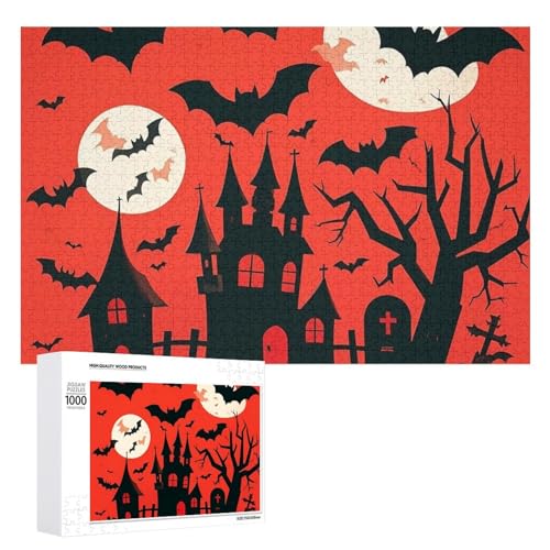Halloween-Puzzle für Erwachsene, Holz-Puzzle für Muttertag, Premium-Puzzle mit einzigartigem Kunst-Design, herausforderndes Gehirn-Teaser, Geburtstagsgeschenk für alle Altersgruppen, 1000 Teile Halloween-Puzzle für Erwachsene, Holz-Puzzle für Muttertag, Premium-Puzzle mit einzigartigem Kunst-Design, herausforderndes Gehirn-Teaser, Geburtstagsgeschenk für alle Altersgruppen, 1000 Teile von FHESDCW