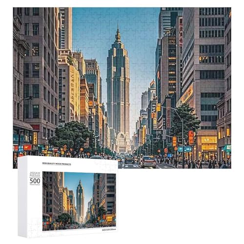 Holzpuzzle "Tall Buildings in the City" für Erwachsene, zum Muttertag, Premium-Puzzle mit einzigartigem Kunst-Design, herausforderndes Gehirnaufgabe, Geburtstagsgeschenk für alle Altersgruppen, 500 Holzpuzzle "Tall Buildings in the City" für Erwachsene, zum Muttertag, Premium-Puzzle mit einzigartigem Kunst-Design, herausforderndes Gehirnaufgabe, Geburtstagsgeschenk für alle Altersgruppen, 500 von FHESDCW