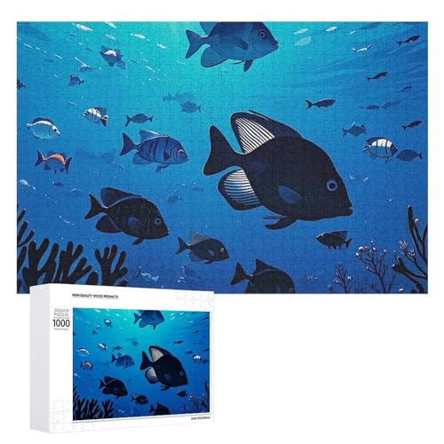 Holzpuzzle für Erwachsene, Motiv: Fische schweben im Meer, für Muttertag, Premium-Puzzle mit einzigartigem Kunst-Design, herausforderndes Gehirn-Teaser, Geburtstagsgeschenk für alle Altersgruppen Holzpuzzle für Erwachsene, Motiv: Fische schweben im Meer, für Muttertag, Premium-Puzzle mit einzigartigem Kunst-Design, herausforderndes Gehirn-Teaser, Geburtstagsgeschenk für alle Altersgruppen von FHESDCW