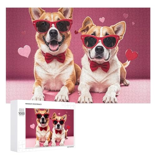 Holzpuzzle für Erwachsene, Motiv: Hunde mit Sonnenbrille, für Muttertag, Premium-Puzzle mit einzigartigem Kunst-Design, herausforderndes Gehirn-Teaser, Geburtstagsgeschenk für alle Altersgruppen, 1000 Holzpuzzle für Erwachsene, Motiv: Hunde mit Sonnenbrille, für Muttertag, Premium-Puzzle mit einzigartigem Kunst-Design, herausforderndes Gehirn-Teaser, Geburtstagsgeschenk für alle Altersgruppen, 1000 von FHESDCW