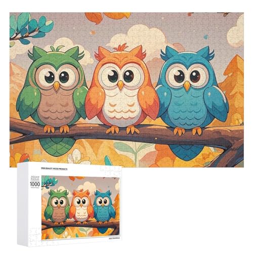 Holzpuzzle mit 3 Eulen für Erwachsene, zum Muttertag, Premium-Puzzle mit einzigartigem Kunst-Design, herausforderndes Gehirnaufgabe, Geburtstagsgeschenk für alle Altersgruppen, 1000 Teile Holzpuzzle mit 3 Eulen für Erwachsene, zum Muttertag, Premium-Puzzle mit einzigartigem Kunst-Design, herausforderndes Gehirnaufgabe, Geburtstagsgeschenk für alle Altersgruppen, 1000 Teile von FHESDCW