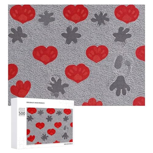 Hundekrallen-Liebespuzzle für Erwachsene, Holzpuzzle für Muttertag, Premium-Puzzle mit einzigartigem Kunst-Design, herausforderndes Gehirn-Teaser, Geburtstagsgeschenk für alle Altersgruppen, 500 Teile von FHESDCW
