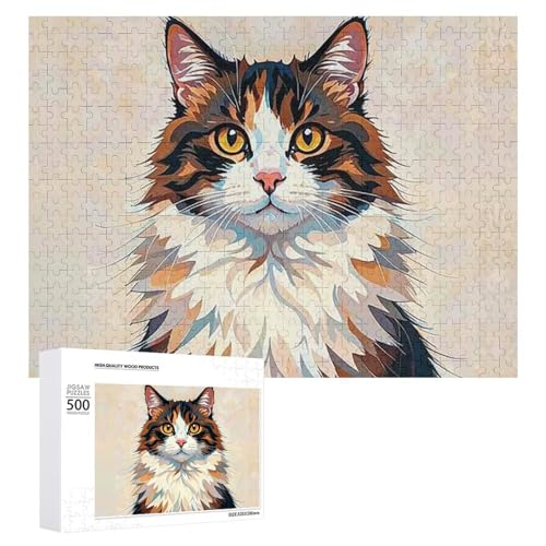 Katzen-Puzzle für Erwachsene, Holzpuzzle für Muttertag, Premium-Puzzle mit einzigartigem Kunst-Design, herausforderndes Gehirn-Teaser, Geburtstagsgeschenk für alle Altersgruppen, 500 Teile Katzen-Puzzle für Erwachsene, Holzpuzzle für Muttertag, Premium-Puzzle mit einzigartigem Kunst-Design, herausforderndes Gehirn-Teaser, Geburtstagsgeschenk für alle Altersgruppen, 500 Teile von FHESDCW
