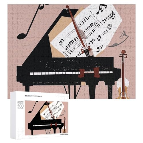 Klavier-Violinen-Puzzle für Erwachsene, Holzpuzzle für Muttertag, Premium-Puzzle mit einzigartigem Kunst-Design, herausforderndes Gehirn-Teaser, Geburtstagsgeschenk für alle Altersgruppen, 500 Teile Klavier-Violinen-Puzzle für Erwachsene, Holzpuzzle für Muttertag, Premium-Puzzle mit einzigartigem Kunst-Design, herausforderndes Gehirn-Teaser, Geburtstagsgeschenk für alle Altersgruppen, 500 Teile von FHESDCW