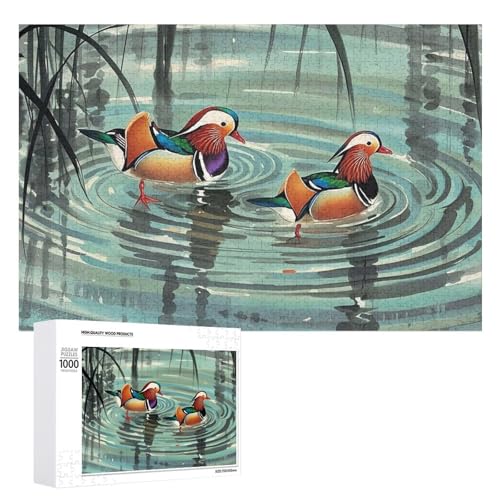 Mandarinenenten-Puzzle für Erwachsene, Holzpuzzle für Muttertag, Premium-Puzzle mit einzigartigem Kunst-Design, herausforderndes Gehirnaufgabe, Geburtstagsgeschenk für alle Altersgruppen, 1000 Teile von FHESDCW