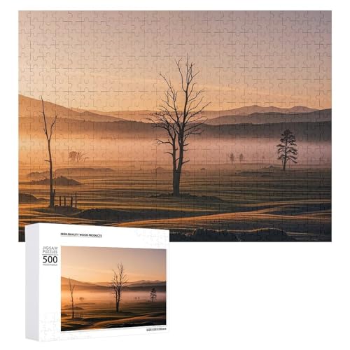 Misty Sunrise Puzzle für Erwachsene, Holzpuzzle für Muttertag, Premium-Puzzle mit einzigartigem Kunst-Design, herausforderndes Gehirn-Teaser, Geburtstagsgeschenk für alle Altersgruppen, 500 Teile von FHESDCW