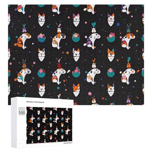 Niedliches Cartoon-Katzenpuzzle für Erwachsene, Holzpuzzle für Muttertag, Premium-Puzzle mit einzigartigem Kunst-Design, herausforderndes Gehirn-Teaser, Geburtstagsgeschenk für alle Altersgruppen, 500 Niedliches Cartoon-Katzenpuzzle für Erwachsene, Holzpuzzle für Muttertag, Premium-Puzzle mit einzigartigem Kunst-Design, herausforderndes Gehirn-Teaser, Geburtstagsgeschenk für alle Altersgruppen, 500 von FHESDCW