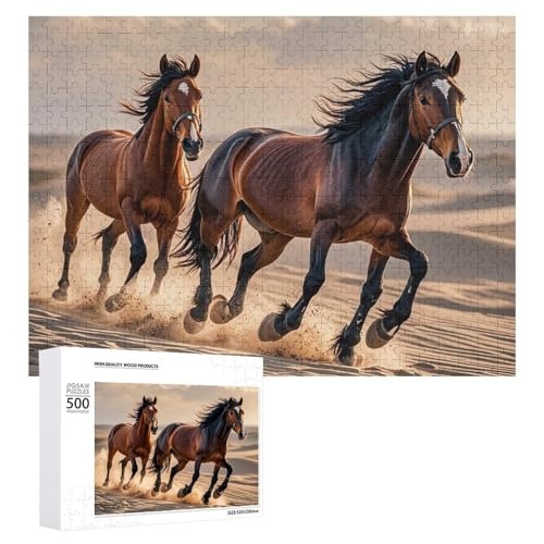 Pferde, die im Sand laufen, Puzzle für Erwachsene, Holzpuzzle für Muttertag, Premium-Puzzle mit einzigartigem Kunst-Design, herausforderndes Gehirn-Teaser, Geburtstagsgeschenk für alle Altersgruppen Pferde, die im Sand laufen, Puzzle für Erwachsene, Holzpuzzle für Muttertag, Premium-Puzzle mit einzigartigem Kunst-Design, herausforderndes Gehirn-Teaser, Geburtstagsgeschenk für alle Altersgruppen von FHESDCW