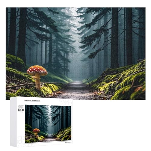 Pilze im Dunkeln, Puzzle für Erwachsene, Holzpuzzle für Muttertag, Premium-Puzzle mit einzigartigem Kunst-Design, herausforderndes Gehirn-Teaser, Geburtstagsgeschenk für alle Altersgruppen, 1000 Teile von FHESDCW