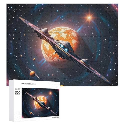 Raumschiff-Puzzle für Erwachsene, Holzpuzzle für Muttertag, Premium-Puzzle mit einzigartigem Kunst-Design, herausforderndes Gehirn-Teaser, Geburtstagsgeschenk für alle Altersgruppen, 500 Teile von FHESDCW