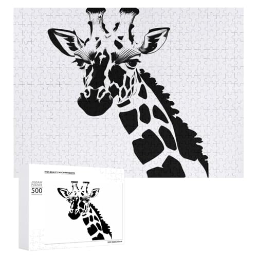 Schwarz-weißes Giraffen-Puzzle für Erwachsene, Holzpuzzle für Muttertag, Premium-Puzzle mit einzigartigem Kunst-Design, herausforderndes Gehirnaufgabe, Geburtstagsgeschenk für alle Altersgruppen, 500 Schwarz-weißes Giraffen-Puzzle für Erwachsene, Holzpuzzle für Muttertag, Premium-Puzzle mit einzigartigem Kunst-Design, herausforderndes Gehirnaufgabe, Geburtstagsgeschenk für alle Altersgruppen, 500 von FHESDCW
