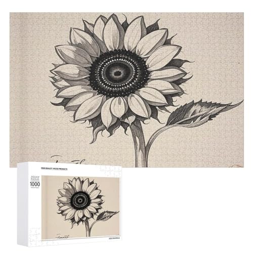 Schwarz-weißes Sonnenblumen-Puzzle für Erwachsene, Holzpuzzle für Muttertag, Premium-Puzzle mit einzigartigem Kunst-Design, herausforderndes Gehirn-Teaser, Geburtstagsgeschenk für alle Altersgruppen Schwarz-weißes Sonnenblumen-Puzzle für Erwachsene, Holzpuzzle für Muttertag, Premium-Puzzle mit einzigartigem Kunst-Design, herausforderndes Gehirn-Teaser, Geburtstagsgeschenk für alle Altersgruppen von FHESDCW