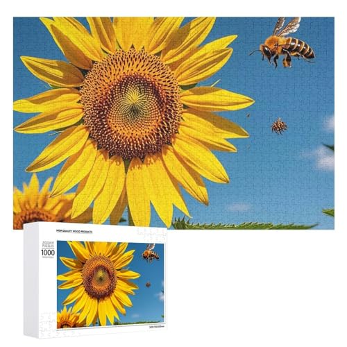 Sonnenblumen-Bienen-Puzzle für Erwachsene, Holzpuzzle für Muttertag, Premium-Puzzle mit einzigartigem Kunst-Design, herausforderndes Gehirn-Teaser, Geburtstagsgeschenk für alle Altersgruppen, 1000 Sonnenblumen-Bienen-Puzzle für Erwachsene, Holzpuzzle für Muttertag, Premium-Puzzle mit einzigartigem Kunst-Design, herausforderndes Gehirn-Teaser, Geburtstagsgeschenk für alle Altersgruppen, 1000 von FHESDCW