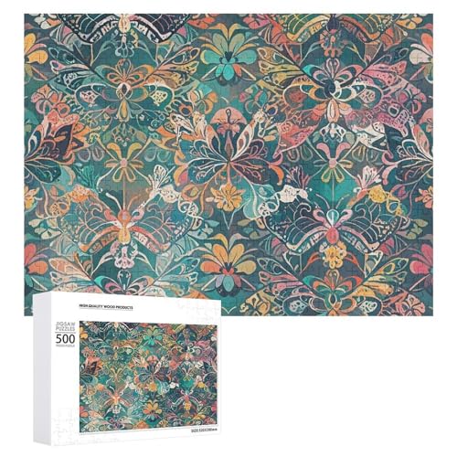 Spitzenmuster von Blumen und Schmetterlingen Puzzle für Erwachsene, Holzpuzzle für Muttertag, Premium-Puzzle mit einzigartigem Kunst-Design, herausforderndes Gehirn-Teaser, Geburtstagsgeschenk für Spitzenmuster von Blumen und Schmetterlingen Puzzle für Erwachsene, Holzpuzzle für Muttertag, Premium-Puzzle mit einzigartigem Kunst-Design, herausforderndes Gehirn-Teaser, Geburtstagsgeschenk für von FHESDCW