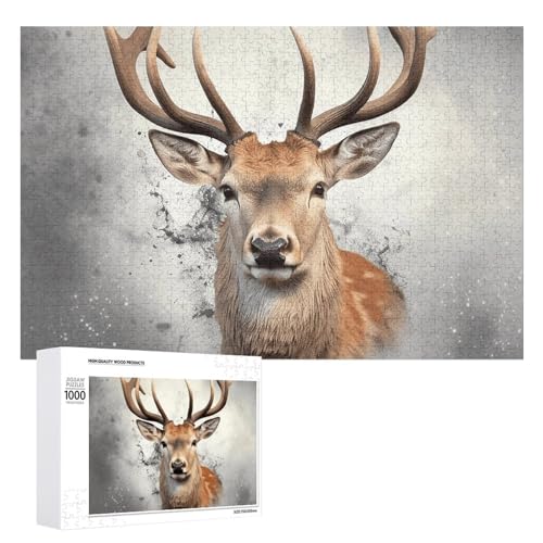 Tier-Hirsch-Puzzle für Erwachsene, Holzpuzzle für Muttertag, Premium-Puzzle mit einzigartigem Kunst-Design, herausforderndes Gehirn-Teaser, Geburtstagsgeschenk für alle Altersgruppen, 1000 Teile Tier-Hirsch-Puzzle für Erwachsene, Holzpuzzle für Muttertag, Premium-Puzzle mit einzigartigem Kunst-Design, herausforderndes Gehirn-Teaser, Geburtstagsgeschenk für alle Altersgruppen, 1000 Teile von FHESDCW