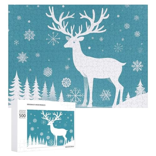 Weihnachtliches Hirsch- und Schneeflocken-Puzzle für Erwachsene, Holzpuzzle für Muttertag, Premium-Puzzle mit einzigartigem Kunst-Design, herausforderndes Gehirn-Teaser, Geburtstagsgeschenk für alle Weihnachtliches Hirsch- und Schneeflocken-Puzzle für Erwachsene, Holzpuzzle für Muttertag, Premium-Puzzle mit einzigartigem Kunst-Design, herausforderndes Gehirn-Teaser, Geburtstagsgeschenk für alle von FHESDCW