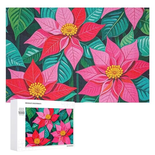 Weihnachtsstern-Blumen-Puzzle für Erwachsene, Holzpuzzle für Muttertag, Premium-Puzzle mit einzigartigem Kunst-Design, herausforderndes Gehirn-Teaser, Geburtstagsgeschenk für alle Altersgruppen, 1000 Weihnachtsstern-Blumen-Puzzle für Erwachsene, Holzpuzzle für Muttertag, Premium-Puzzle mit einzigartigem Kunst-Design, herausforderndes Gehirn-Teaser, Geburtstagsgeschenk für alle Altersgruppen, 1000 von FHESDCW