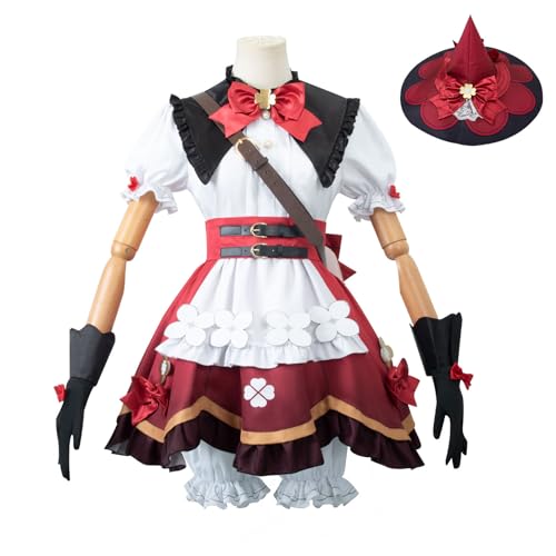 FHILECV Cosplay-Kostüm, Anime Genshin Impact Klee Venti Hutao, alle Rollen, Cosplay-Uniform-Set, Halloween-Party-Outfit (3XL, Klee-Hexe) von FHILECV