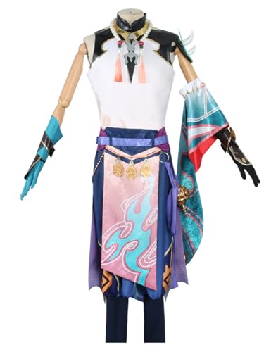 FHILECV Cosplay-Kostüm, Anime Genshin Impact Klee Venti Hutao, alle Rollen, Cosplay-Uniform-Set, Halloween-Party-Outfit (M, Xiao) von FHILECV