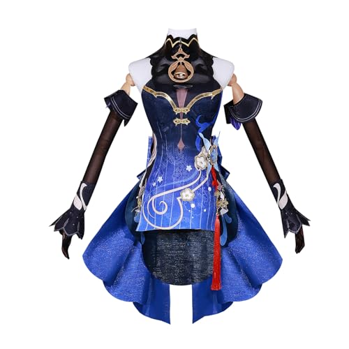 FHILECV Cosplay Kostüm Anime Genshin Impact Ganyu Kleid Uniform Set Halloween Party Outfit (X-Large) von FHILECV
