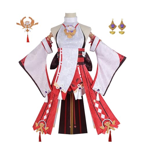 FHILECV Cosplay Kostüm Anime Genshin Impact Yae Miko Rock Kleid Uniform Set Halloween Party Outfit (XS) von FHILECV