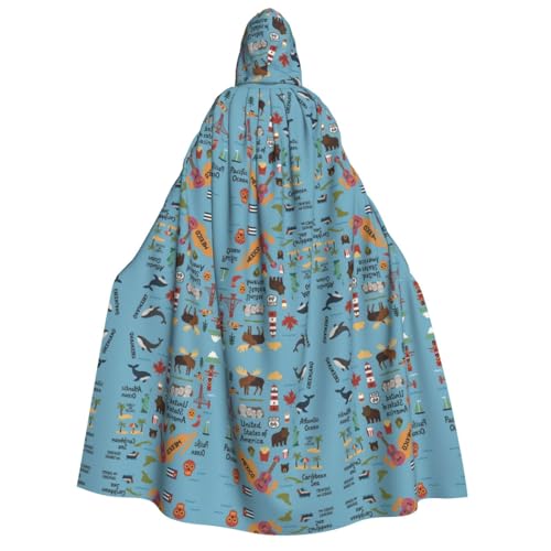 Bunte Karte mit Symbolen für Erwachsene, Kapuzenumhang, Vampir-Hexe, Umhang, Halloween, Weihnachten, Cosplay, Kostüme, Themenpartys von FHIZOAL