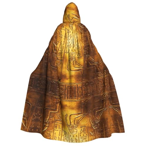 FHIZOAL Ägypten Hieroglyphen Kapuzenumhang für Erwachsene, Vampir-Hexen-Umhang, Halloween, Weihnachten, Cosplay, Kostüme, Themenpartys von FHIZOAL