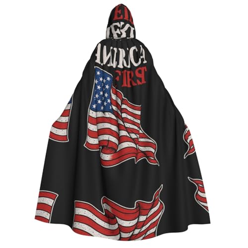 FHIZOAL America First Kapuzenumhang für Erwachsene, Vampir-Hexenumhang, Halloween, Weihnachten, Cosplay, Kostüme, Themenpartys von FHIZOAL