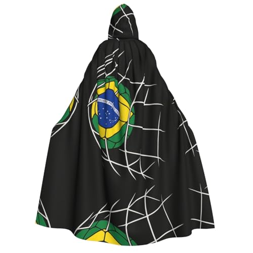 FHIZOAL Brazil Goals Erwachsenenumhang mit Kapuze, Vampir-Hexenumhang, Halloween, Weihnachten, Cosplay, Kostüme, Themenpartys von FHIZOAL