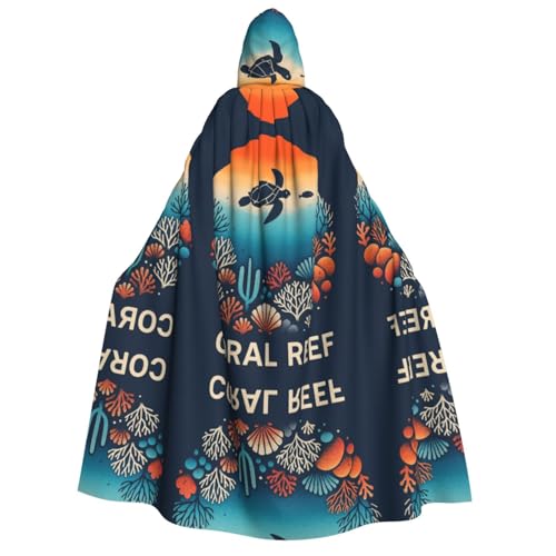 FHIZOAL Coral Reef Kapuzenumhang für Erwachsene, Vampir-Hexenumhang, Halloween, Weihnachten, Cosplay, Kostüme, Themenpartys von FHIZOAL