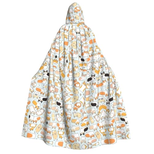 FHIZOAL Corgi Hundeumhang mit Kapuze für Erwachsene, Vampir-Hexenumhang, Halloween, Weihnachten, Cosplay, Kostüme, Themenpartys von FHIZOAL