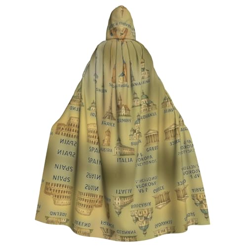 FHIZOAL Europäische Sehenswürdigkeiten illustrieren Kapuzenumhang mit Kapuze Robe Halloween Weihnachten Hexe Vampire Sensenmann Kostüm Cosplay Party FHIZOAL Europäische Sehenswürdigkeiten illustrieren Kapuzenumhang mit Kapuze Robe Halloween Weihnachten Hexe Vampire Sensenmann Kostüm Cosplay Party von FHIZOAL