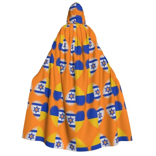 FHIZOAL Israel und Ukraine Kapuzenumhang für Erwachsene, Vampir-Hexen-Umhang, Halloween, Weihnachten, Cosplay, Kostüme, Themenpartys von FHIZOAL